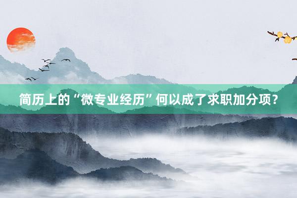 简历上的“微专业经历”何以成了求职加分项？