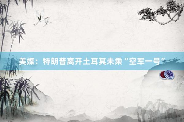 美媒：特朗普离开土耳其未乘“空军一号”