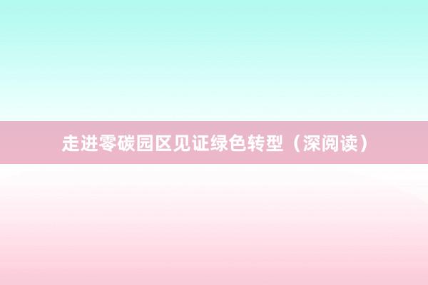 走进零碳园区见证绿色转型（深阅读）